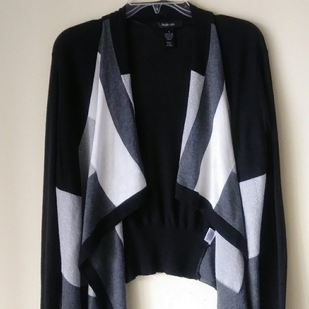 Style & co. Cardigan Black/White/Grey